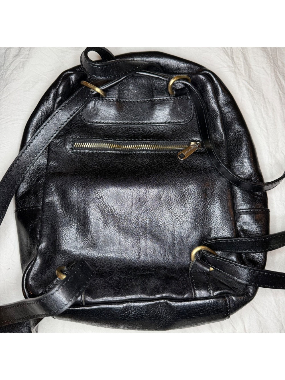 Vera 100% Pelle Made In Italy Black Pebbled Leather Mini Backpack Plaid Lining - Picture 2 of 9
